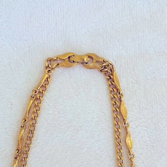Vintage MONET 70's Doorknocker Style Double Chain Pendant Necklace, Door Knocker - Picture 3 of 13